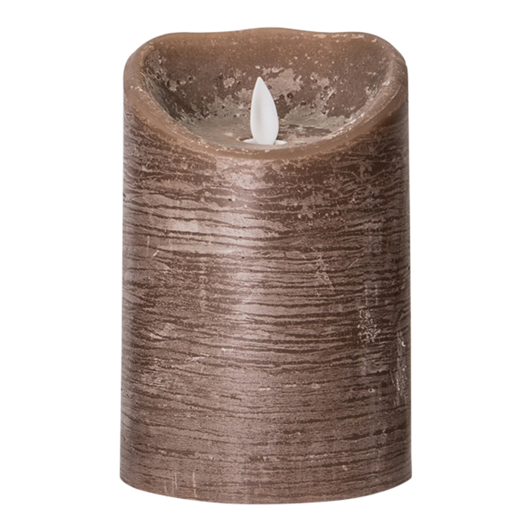 PTMD - LED Light Candle rustic brown moveable flame L