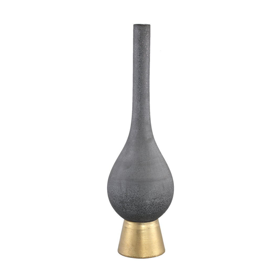PTMD - Diani Grey ceramic pot gold base round narrow L