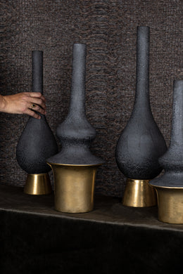 PTMD - Diani Grey ceramic pot gold base round narrow S