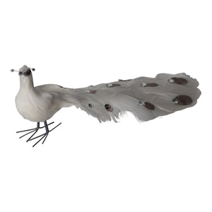 PTMD - LouLou White foam peacock statue with feathers S of L