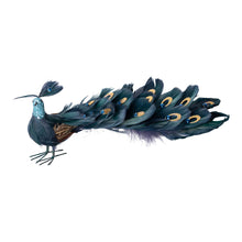 Afbeelding in Gallery-weergave laden, PTMD - LouLou Dark Green foam peacock statue w feathers S of L