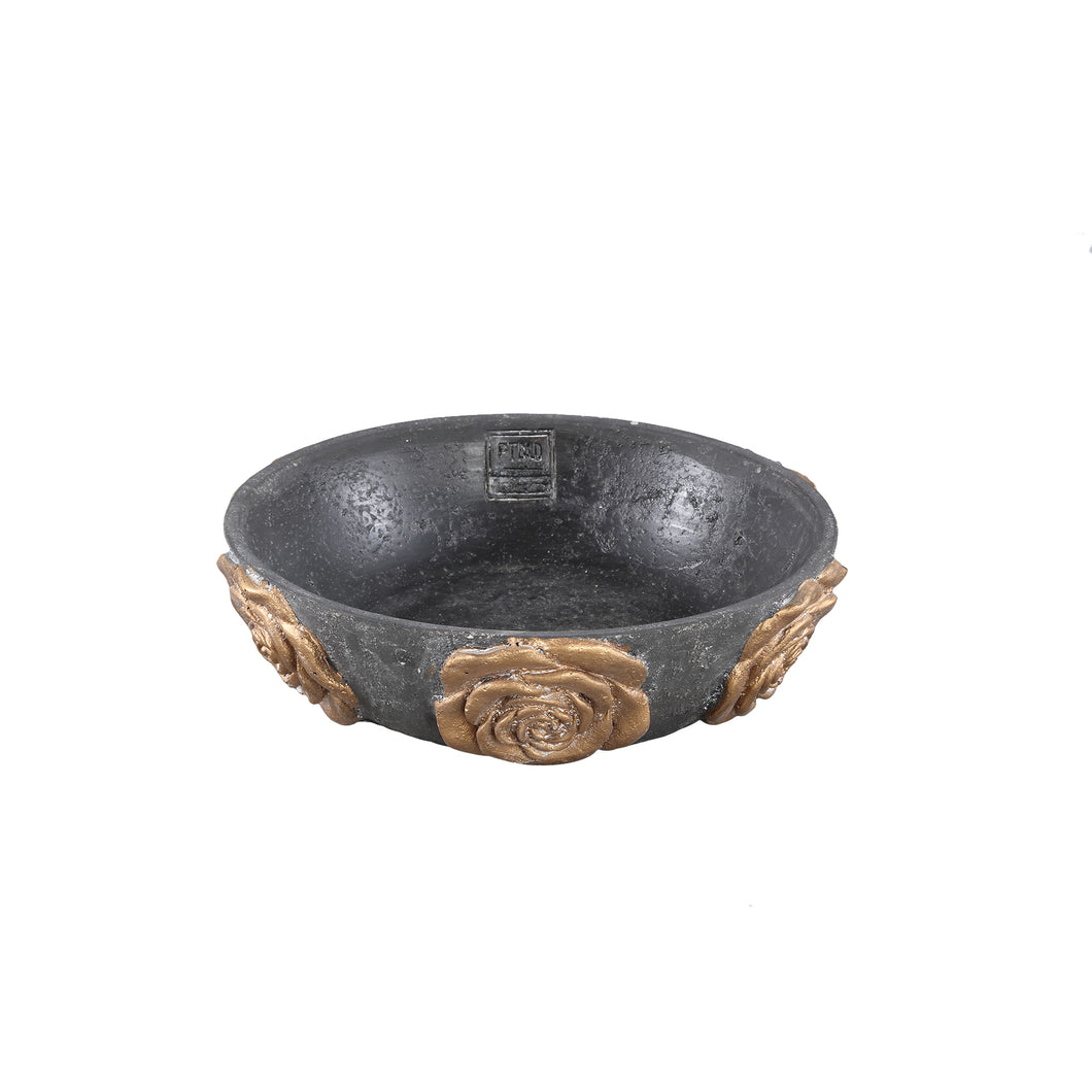 PTMD - Rozan Black cement bowl with gold rose round S