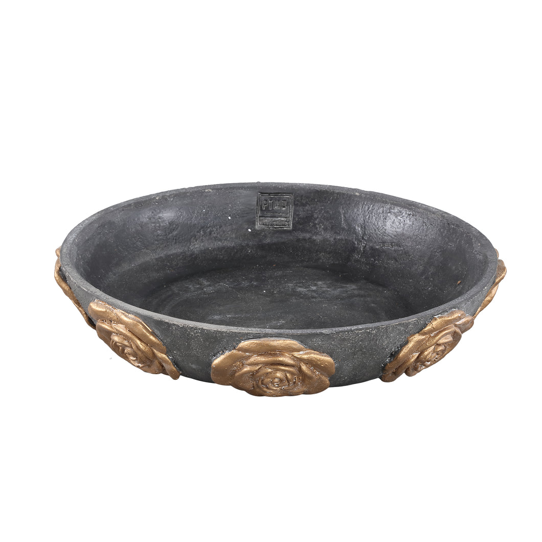 PTMD - Rozan Black cement bowl with gold rose round L