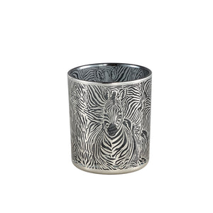 PTMD - Carrie Black glass tealight zebra print round S