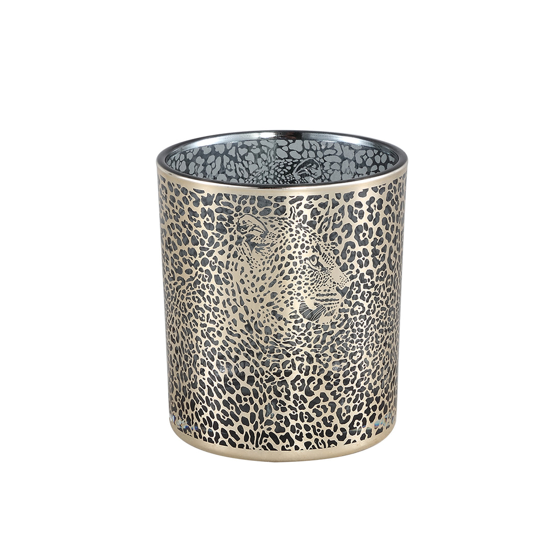 PTMD - Loiza Gold glass tealight leopard print round L