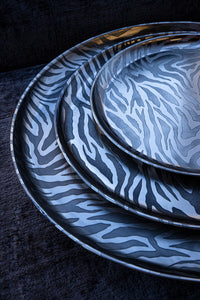 PTMD - Merina Silver iron bowl etched zebra print round L