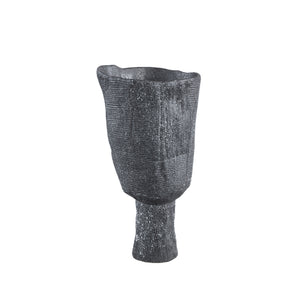PTMD - Nirah Black ceramic pot unequal shaped round M