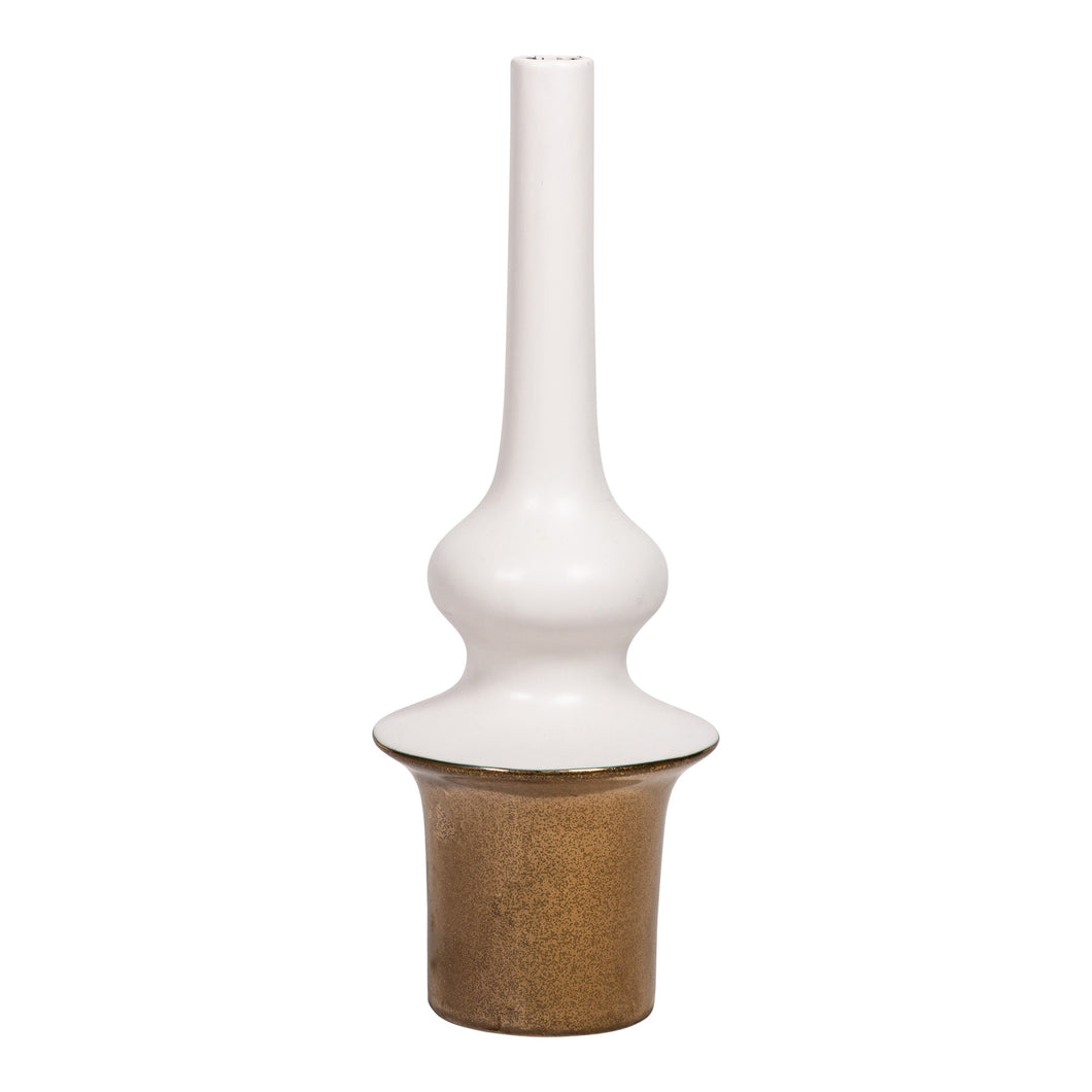 PTMD - Diani White ceramic pot gold base round narrow M