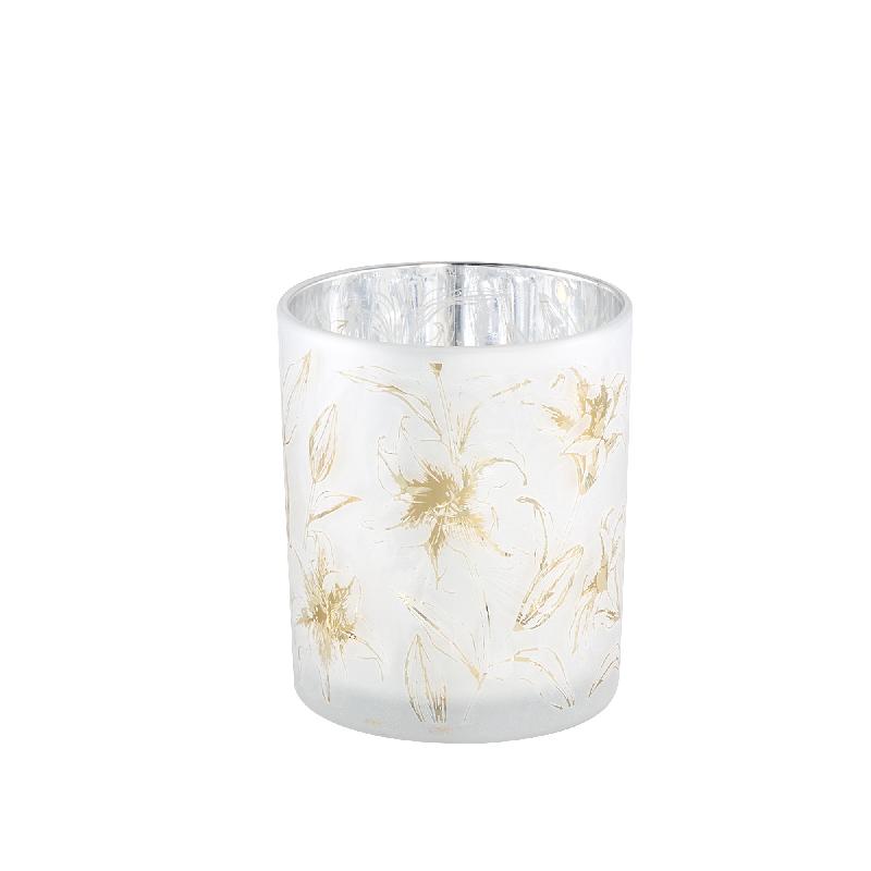 PTMD - Aolani White glass tealight round flower print M