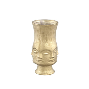 PTMD - Melda Gold ceramic pot with faces around S