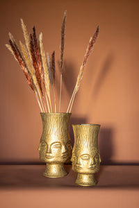 PTMD - Melda Gold ceramic pot with faces around L