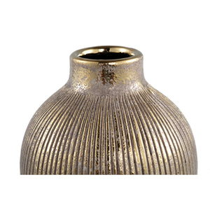 PTMD - Avay Gold ceramic pot ribbed round bulb L