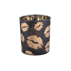 PTMD - Inge Black glass tealight gold lips S