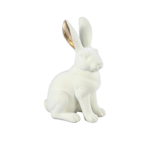 PTMD - Agneta White flocking poly statue sitting rabbit A