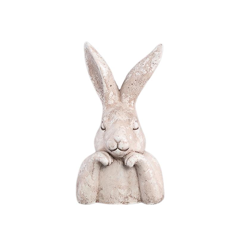 PTMD - Yvet Cream cement statue relaxing rabbit S