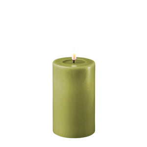 Olive Green LED Candle D: 7,5 * 12,5 cm