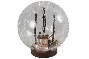 Glas bal m/huis&sneeuw LED ro Bowie L helder-L15B15H15CM