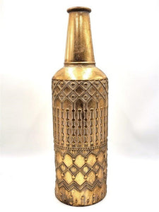 Mansion - Weathered Gold Metal Hieroglyph Bottle Vase 18.5*18.5*60cm