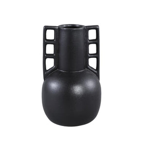 PTMD - Essa Black matt ceramic pot with two ears L