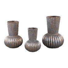 Afbeelding in Gallery-weergave laden, PTMD - Bodi Bronze ceramic pot round high border ribbed L