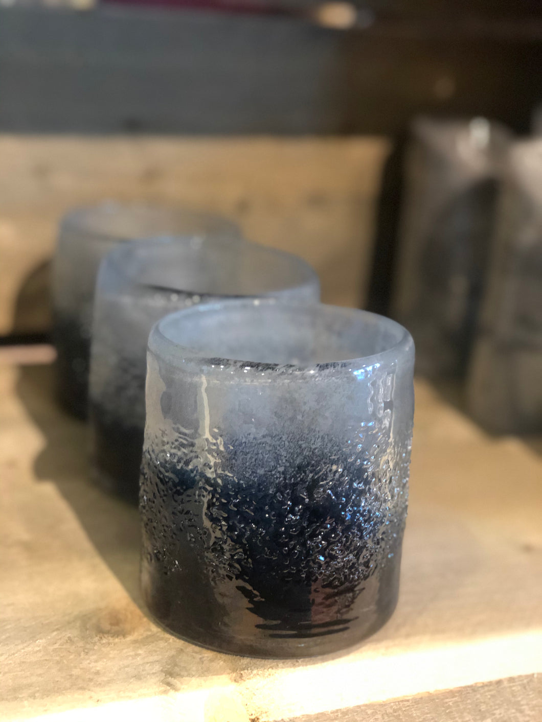 Mansion - Glass Crude Cilinder Deep Blue Dia