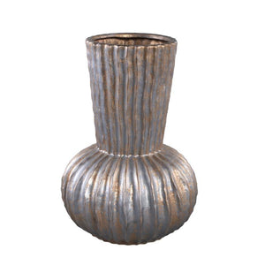 PTMD - Bodi Bronze ceramic pot round high border ribbed L