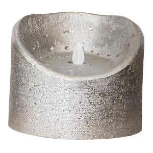 PTMD - LED Light Candle rustic metallic silver moveable flame XL