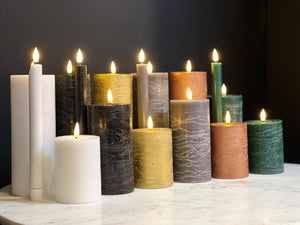 Mansion - Led Pillar Candle Grey Rustic 7.5*20cm